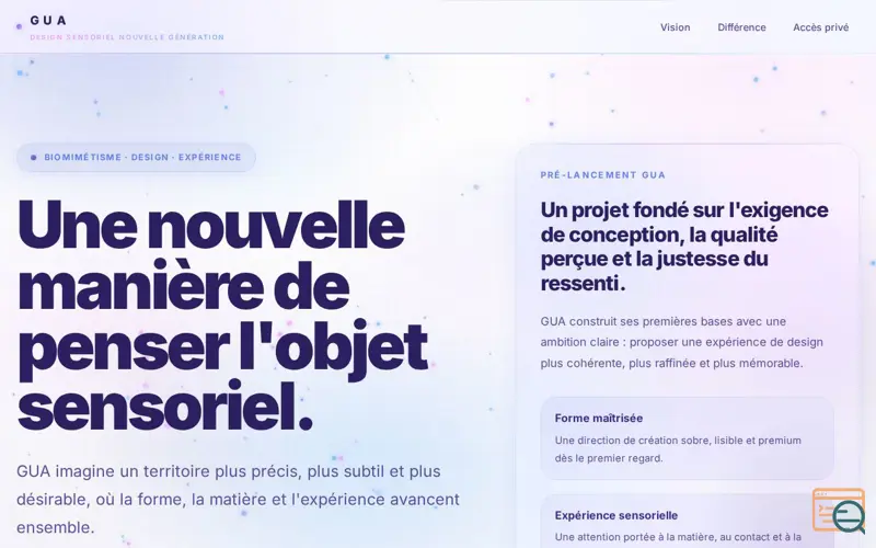Screenshot of GUA Design sensoriel nouvelle génération