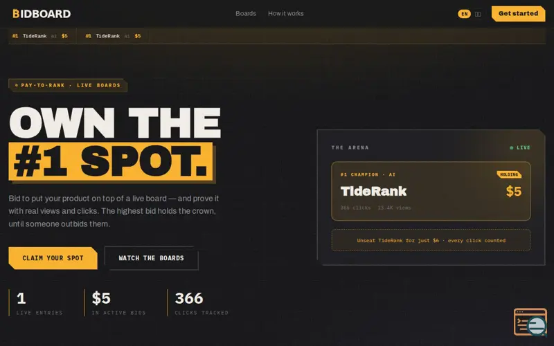 Screenshot of BidBoard