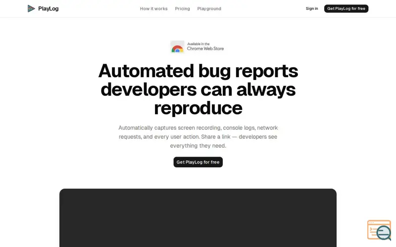 Screenshot of PlayLog - Automated bug reports