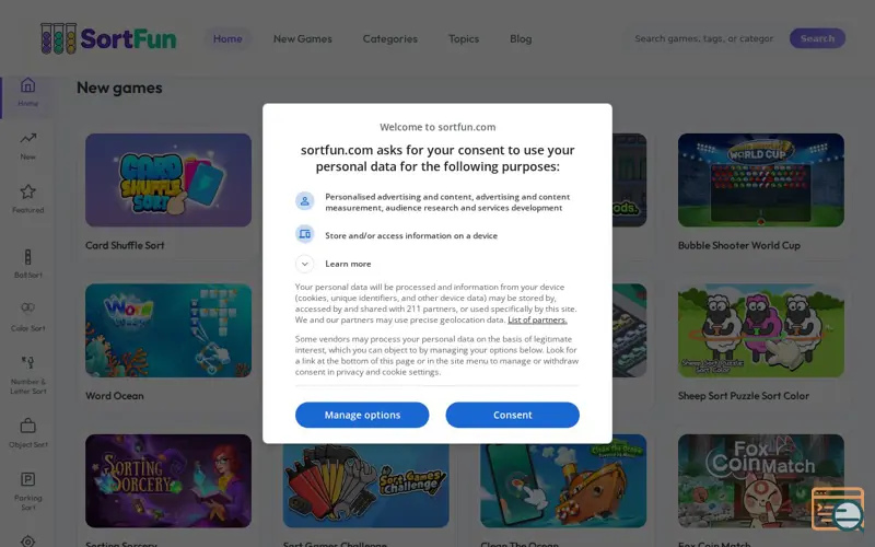 Screenshot of SortFun