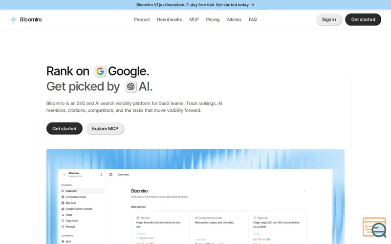 Screenshot of Bloomiro