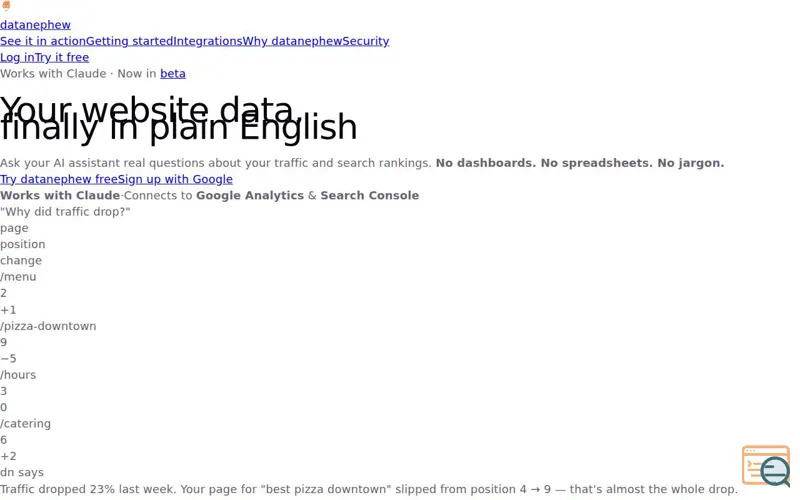 Screenshot of datanephew