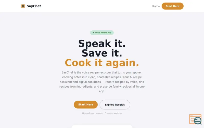Screenshot of SayChef
