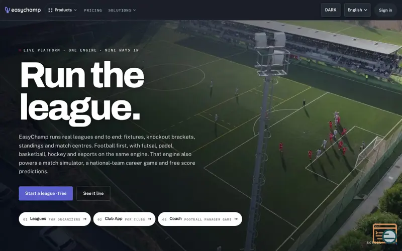 Screenshot of EasyChamp, a launch using AhaSend