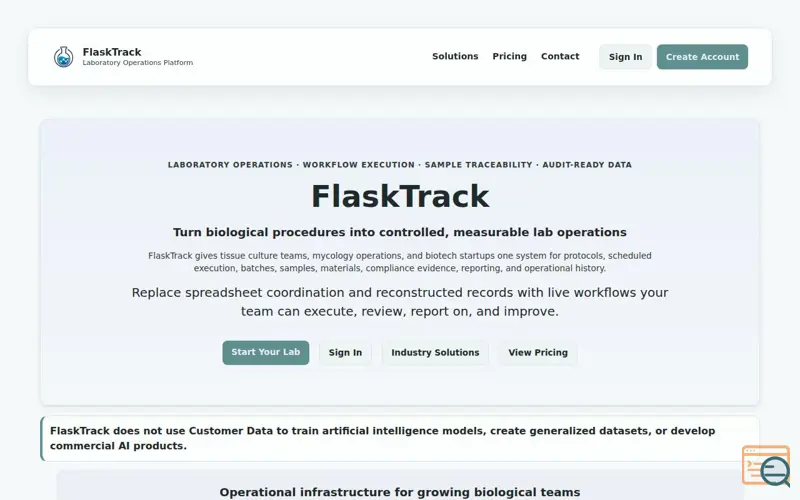 Screenshot of FlaskTrack