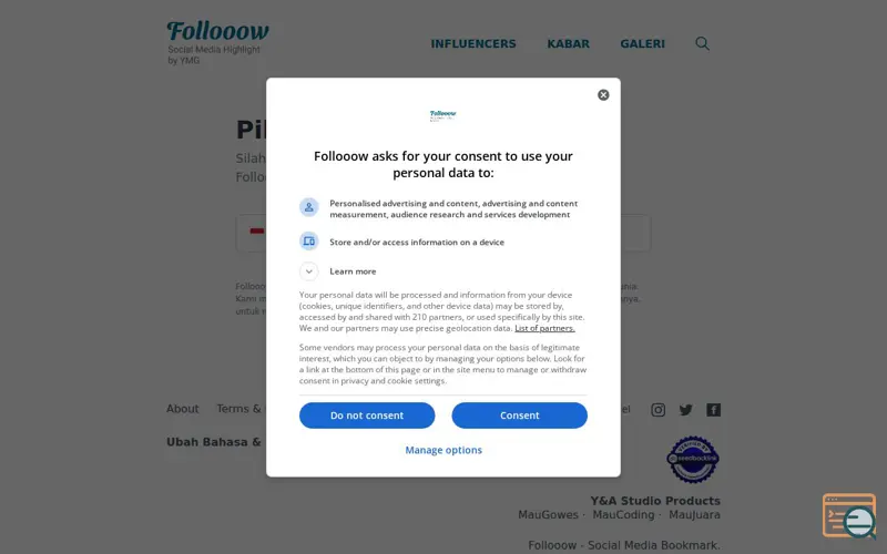 Screenshot of Follooow - Social Media Bookmark