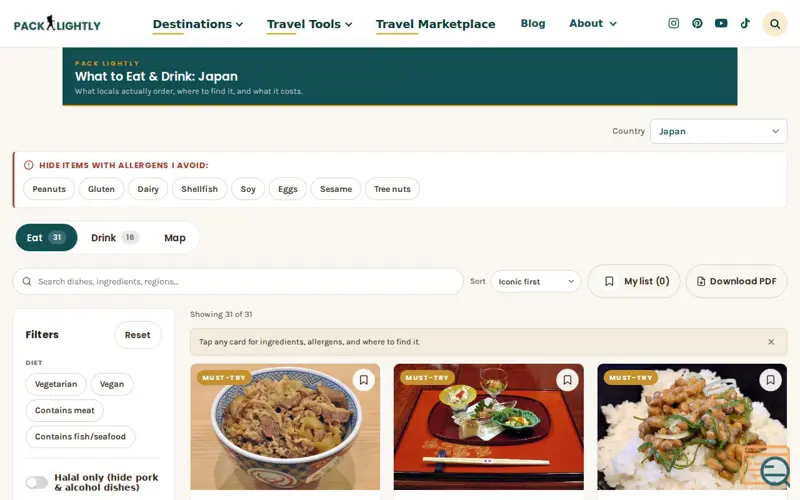 Screenshot of Skip the tourist menu, eat like a local
