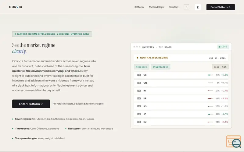 Screenshot of CorvixQuant
