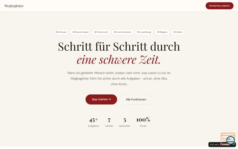 Screenshot of Wegbegleiter