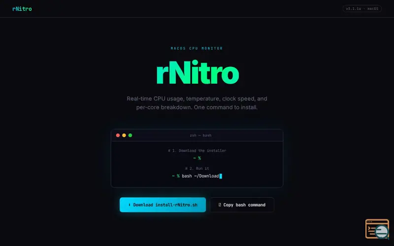 Screenshot of rNitro — macOS CPU Monitor