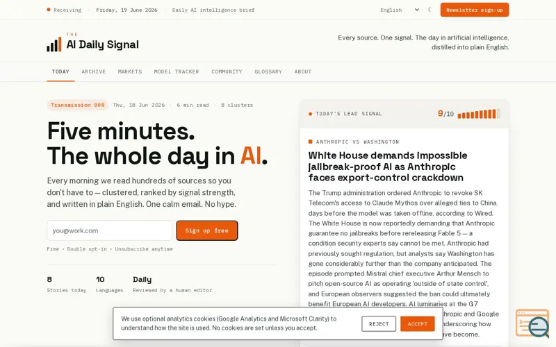 Screenshot of The AI Daily Signal