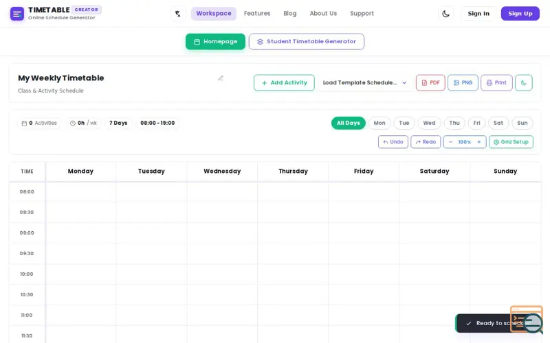 Screenshot of Online Timetable Creator - Premium Class Schedule Generator