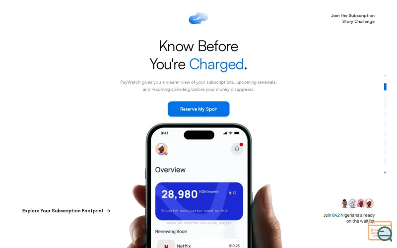 Screenshot of PayWatch