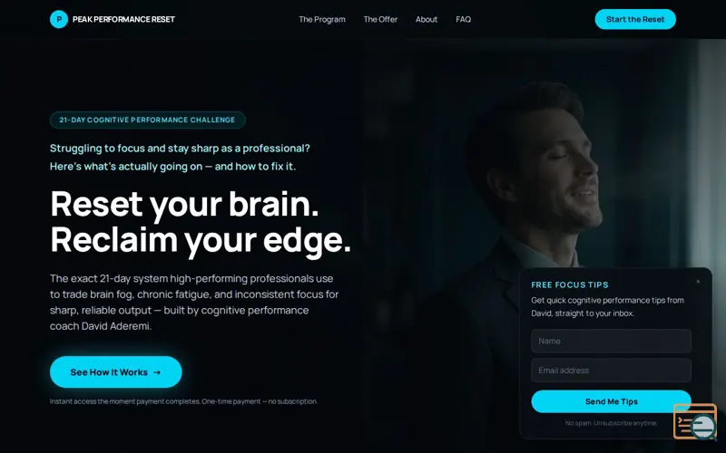 Screenshot of Peak Performance Reset