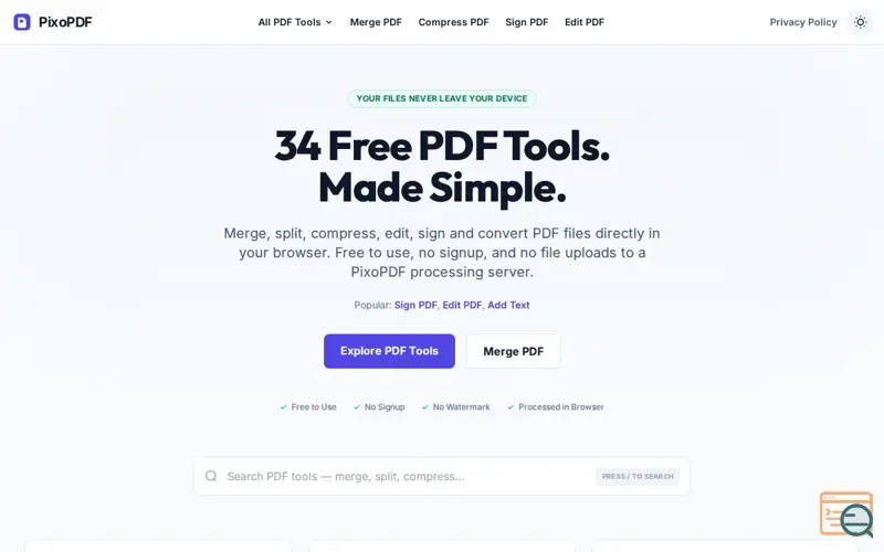 Screenshot of PixoPDF
