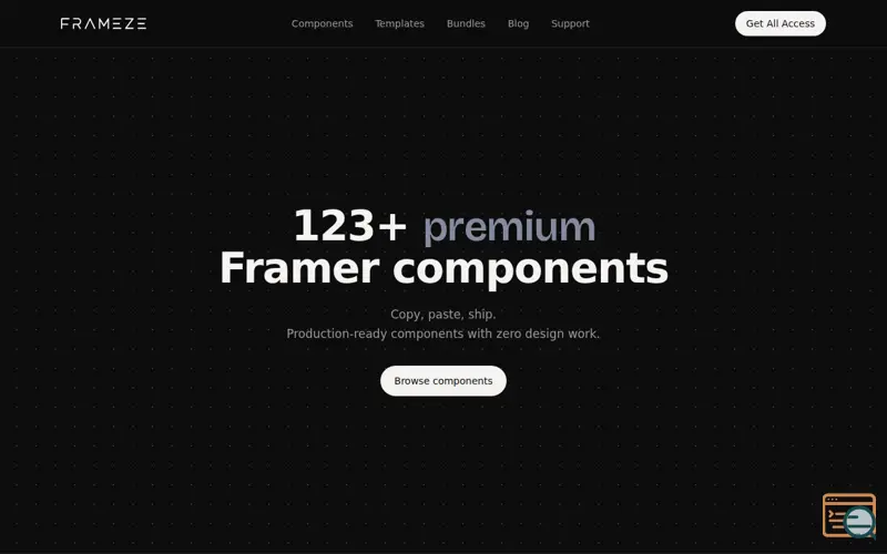 Screenshot of Frameze — Framer components and templates, ready to ship