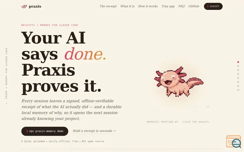 Screenshot of PRAXIS