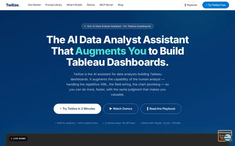 Screenshot of Twilize, a launch using Hostingial