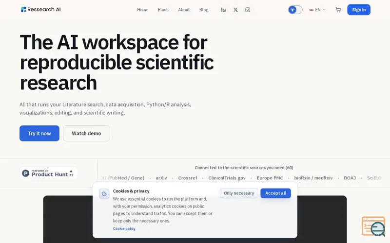 Screenshot of Ressearch AI