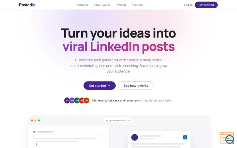 Screenshot of PostedIn – AI LinkedIn Content Tool