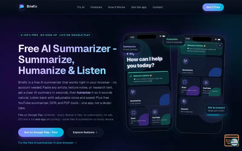 Screenshot of Briefix – AI Tools & Assistant