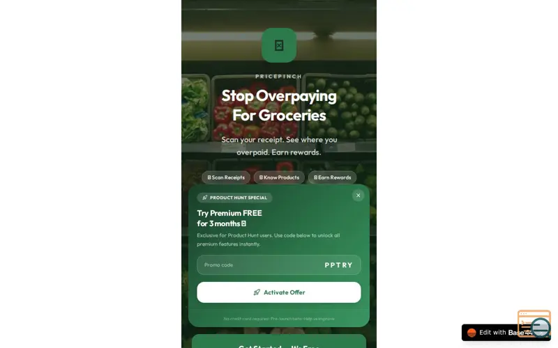 Screenshot of PricePinch