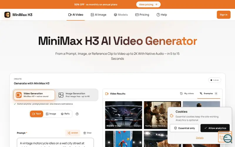 Screenshot of MiniMax H3 (Hailuo 3)