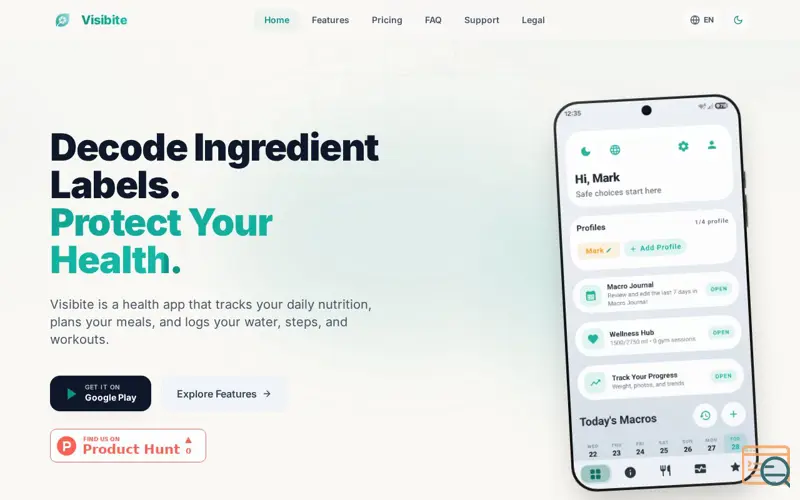 Screenshot of Visibite — Premium Visual Diet & Calorie Scanner