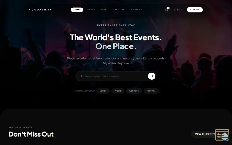 Screenshot of GoDashTix | Nigeria's Premier Event Experience