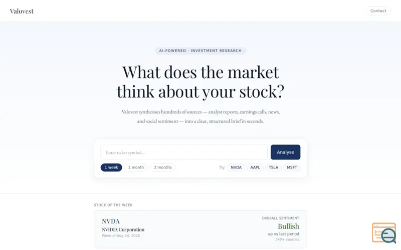 Screenshot of AI Stock Sentiment Tool