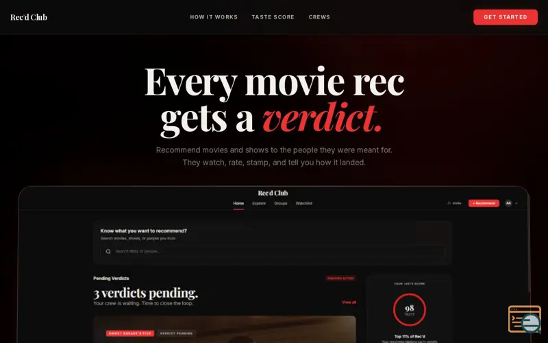 Screenshot of Rec'd Club — Stamped by Taste