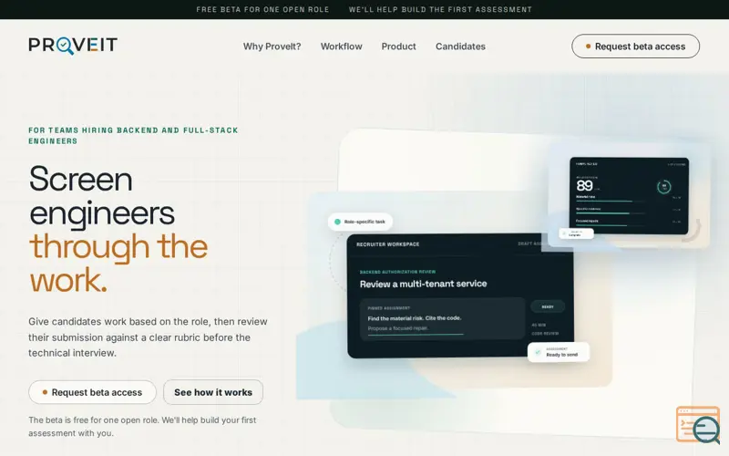 Screenshot of ProveIt Hiring Innovations Inc.