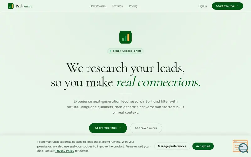 Screenshot of PitchSmart