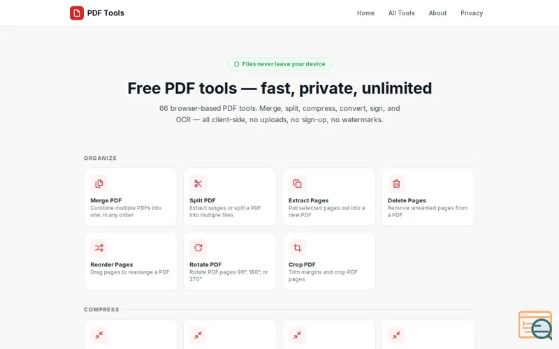 Screenshot of PDF Tools by Renderlog