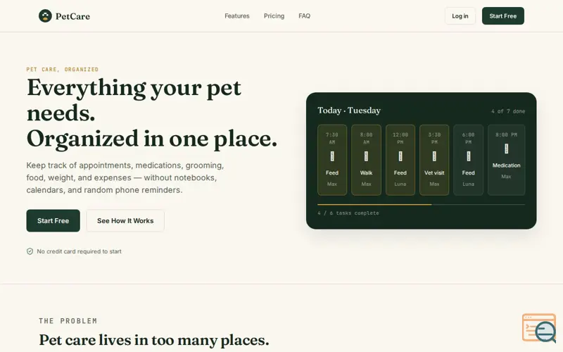 Screenshot of PetCare — Everything your pet needs
