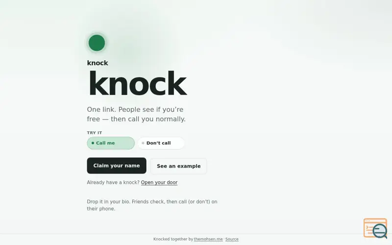 Screenshot of knock