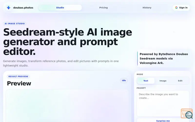 Screenshot of doubao.photos