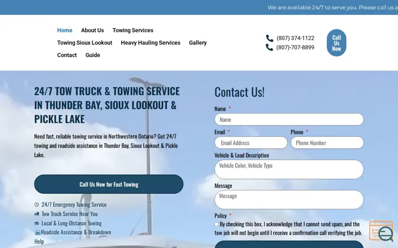 Screenshot of Total Towing | 24/7 Towing Services