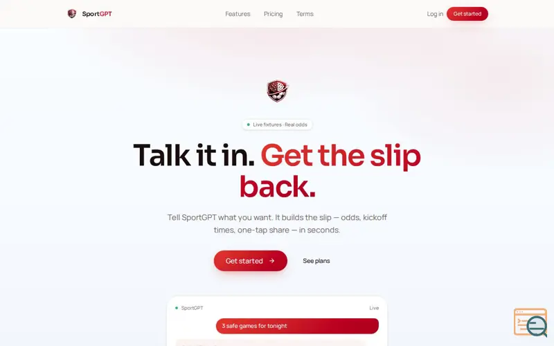 Screenshot of SportGPT — Your Smart Betting Companion