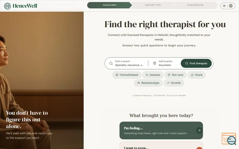 Screenshot of HenceWell
