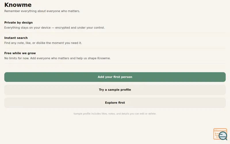 Screenshot of KnowMe