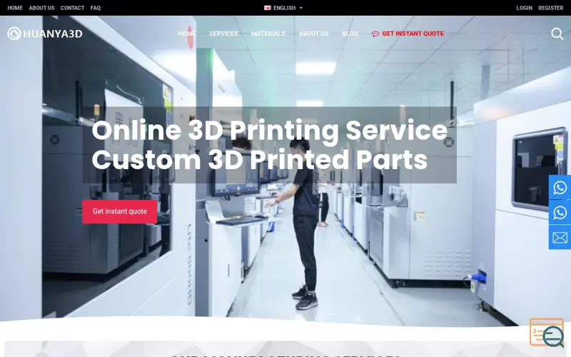 Screenshot of 3D Printing Service Custom, a launch using OpenCart