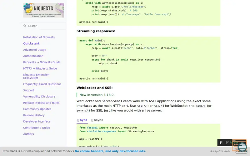 Screenshot of Niquests