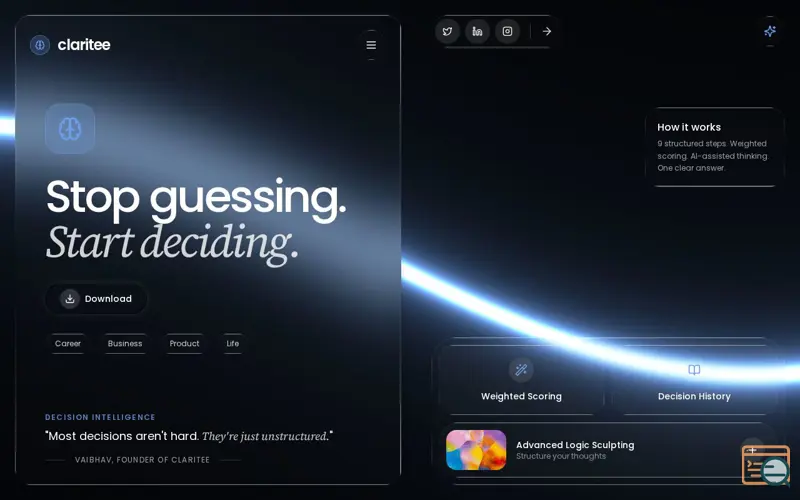 Screenshot of Claritee