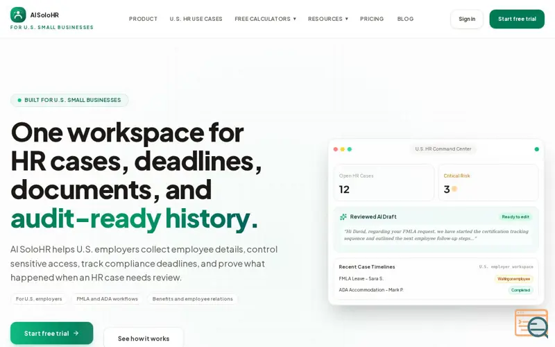 Screenshot of AI SoloHR