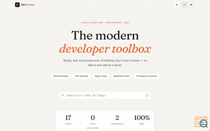 Screenshot of DevToolbox