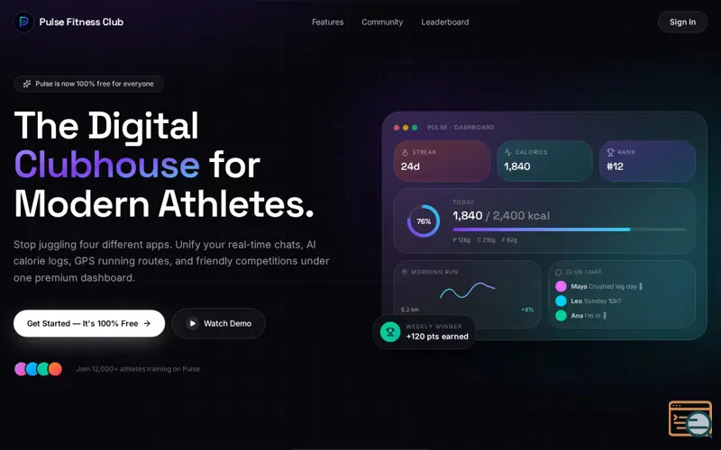 Screenshot of Pulse Fitness Club