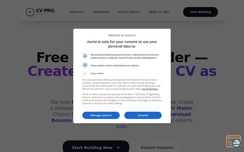 Screenshot of CV Pro