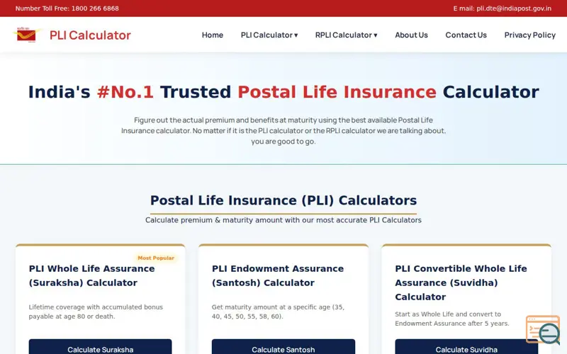 Screenshot of PLI Calculator