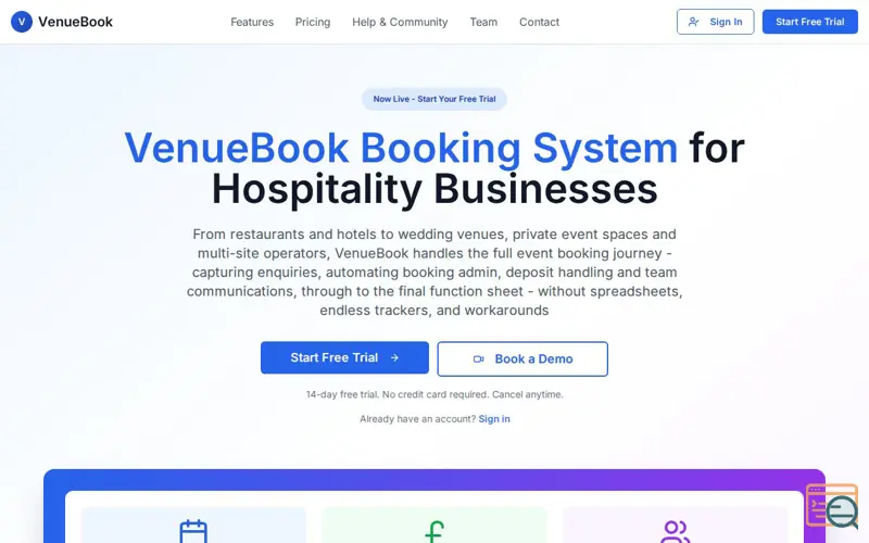 Screenshot of VenueBook